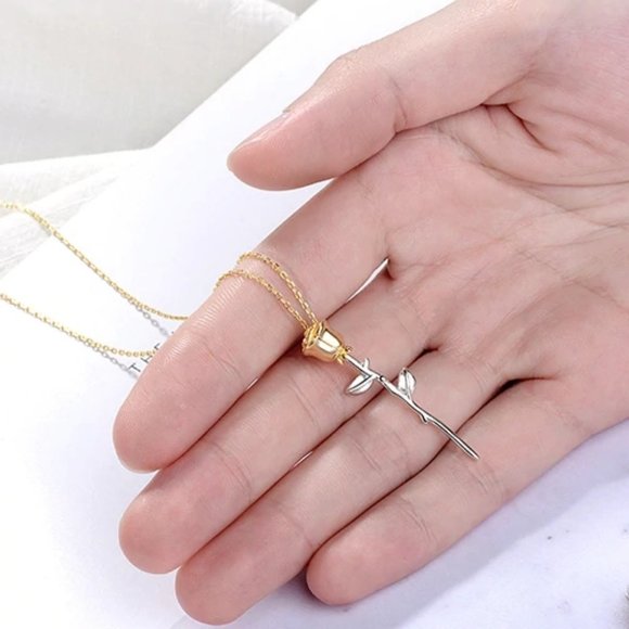 COPY - *NEW 925 Sterling Silver Two  Tone Rose Ne… - Picture 2 of 7